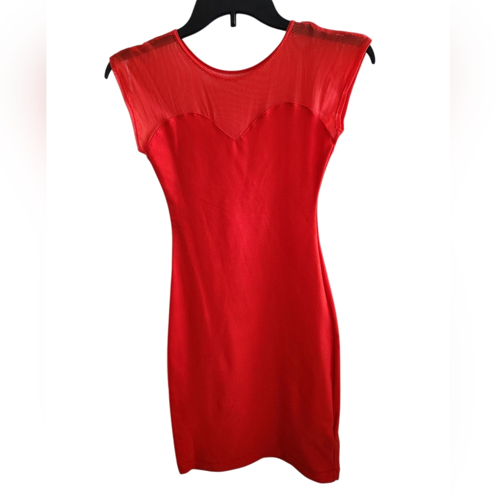 NWT American Apparel Vibrant Red Mini Dress Sweetheart Mesh XS/S